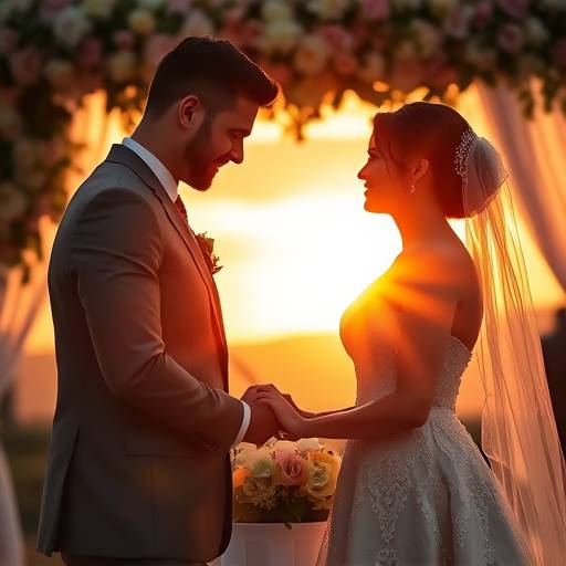 A bride and groom exchanging vows during a wedding ceremony